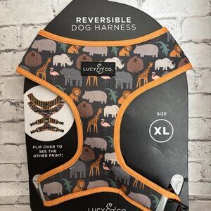 Lucy & Co Reversible Zoo Animals Dog Harness Size XL NWT